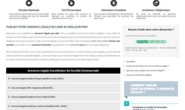 Publier une annonce légale de création sur le site internet annoncelegalepascher.fr