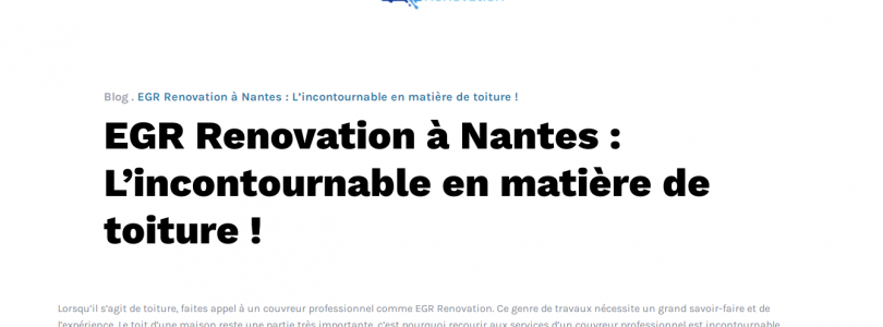 EGR Rénovation, votre couvreur professionnel à Nantes